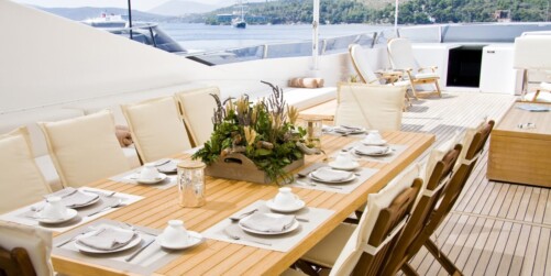 Dinner on a yacht charter
